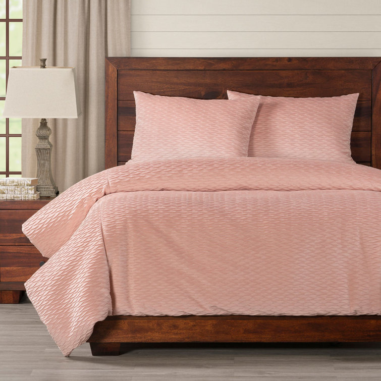 Smithsonian Pleated Velvet Pink Duvet Cover Set Wayfair